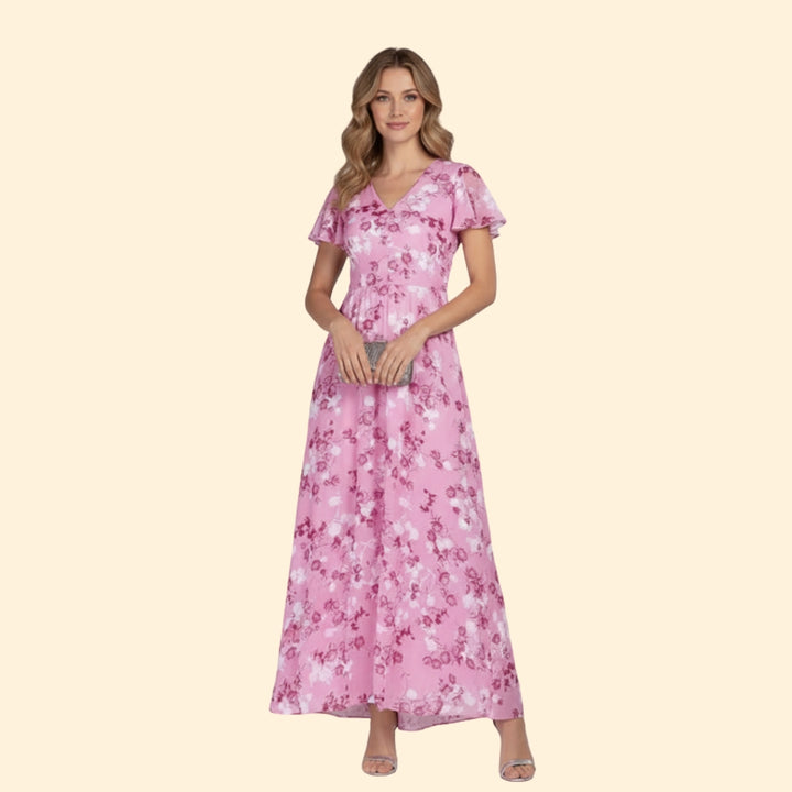 Women's Floral Chiffon Maxi Dress