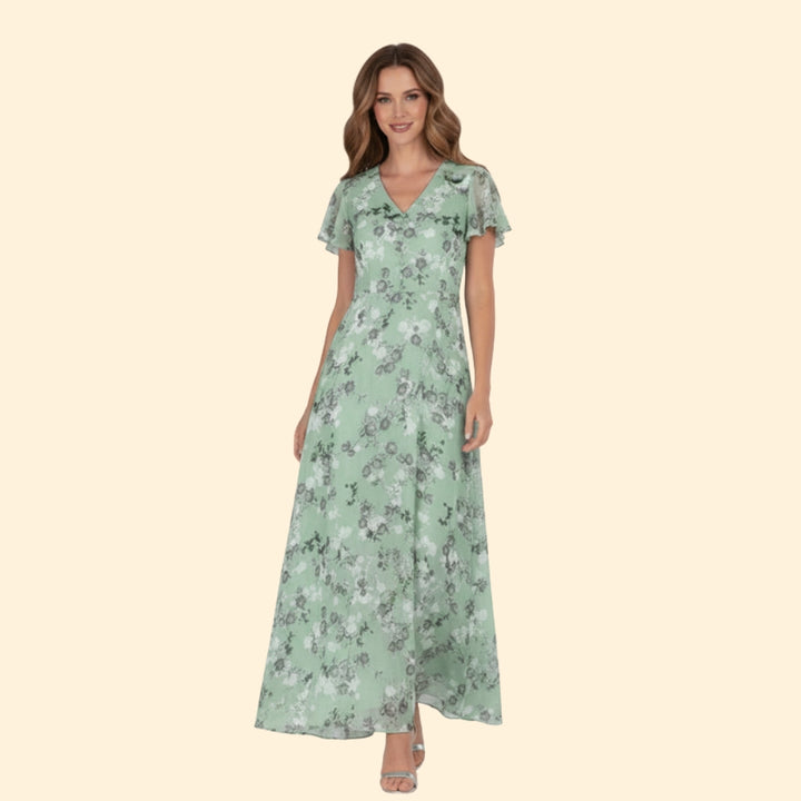 Women's Floral Chiffon Maxi Dress