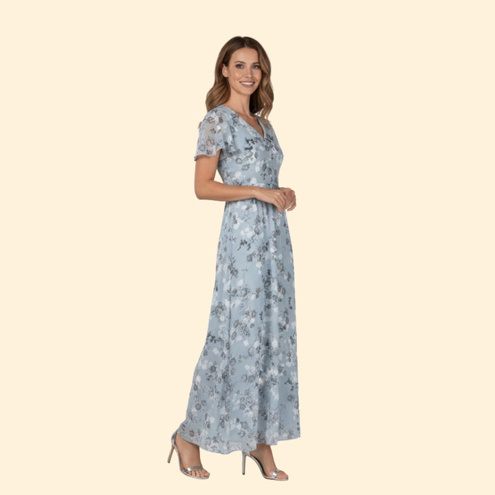 Women's Floral Chiffon Maxi Dress