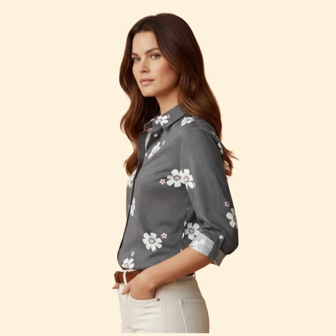 Women's Floral Design Button-Down Shirt