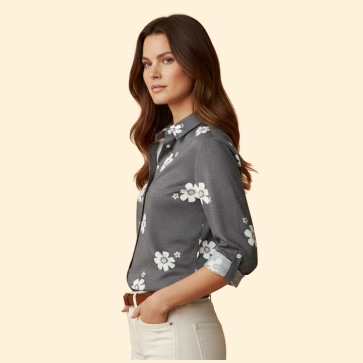 Women's Floral Design Button-Down Shirt