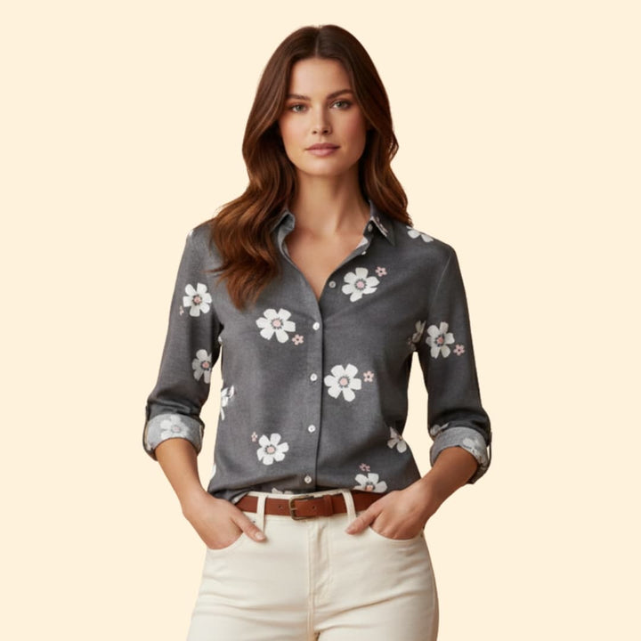 Women's Floral Design Button-Down Shirt