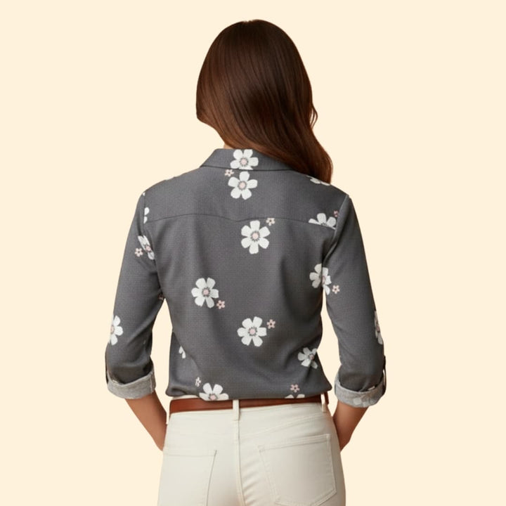 Women's Floral Design Button-Down Shirt
