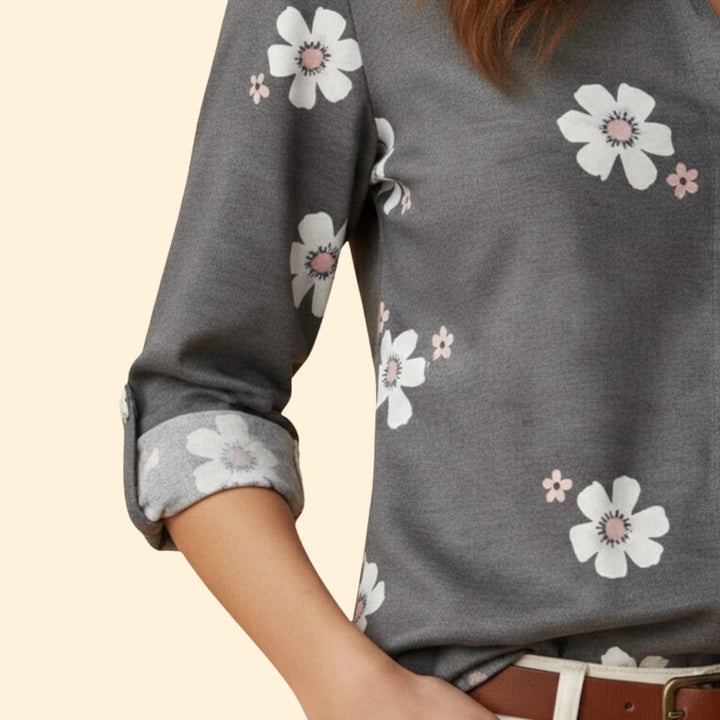 Women's Floral Design Button-Down Shirt