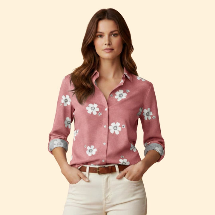 Women's Floral Design Button-Down Shirt