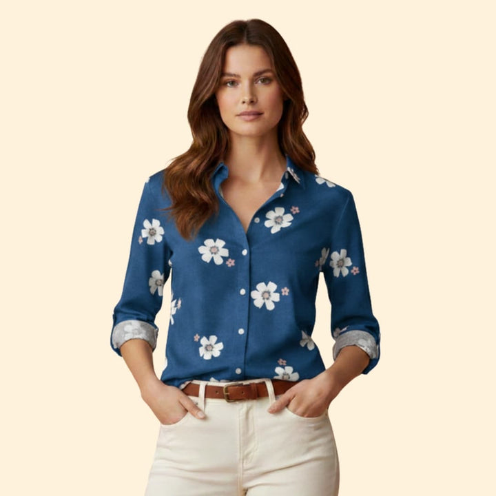 Women's Floral Design Button-Down Shirt