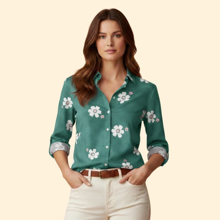 Women's Floral Design Button-Down Shirt