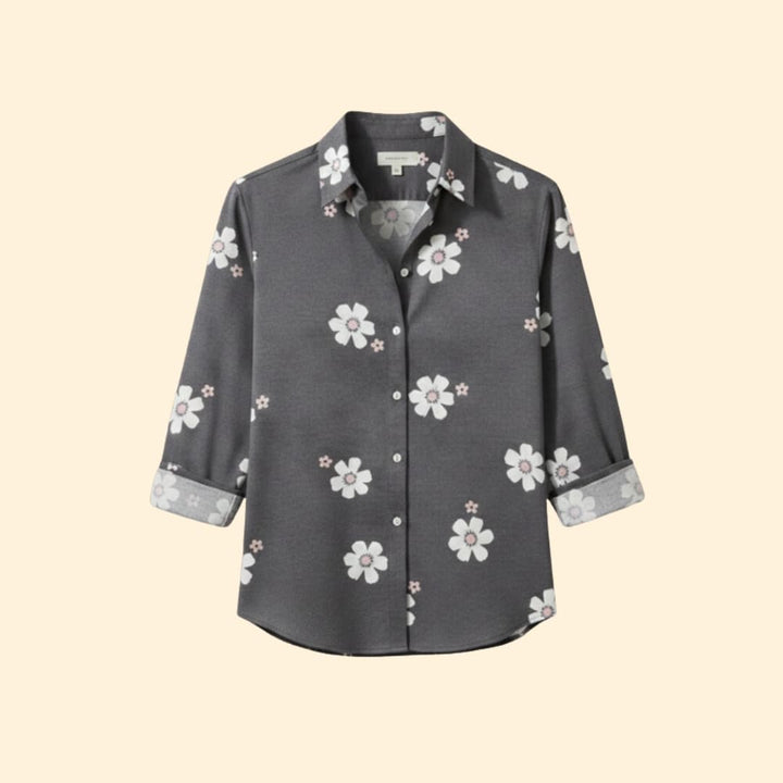 Women's Floral Design Button-Down Shirt