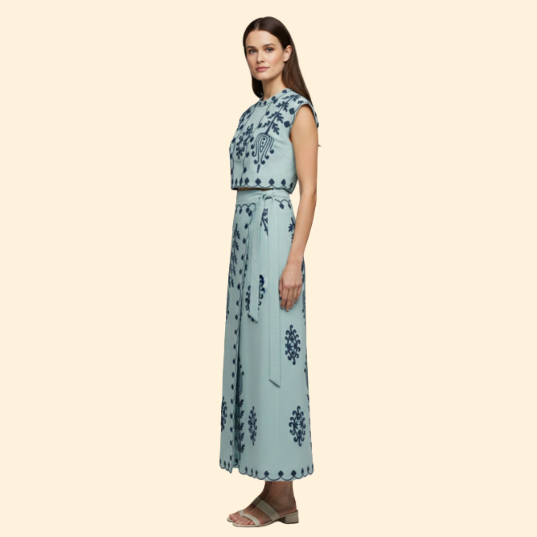 Women's Floral Embroidered Summer Set