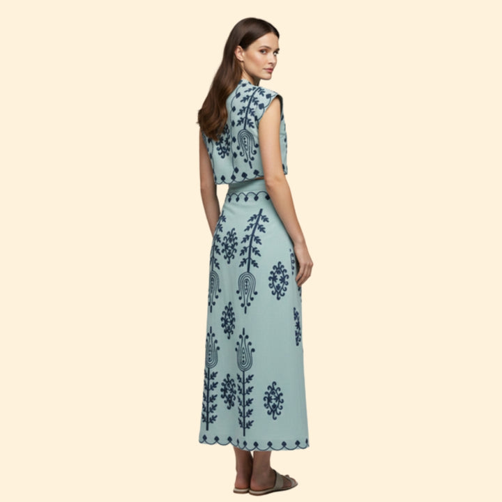 Women's Floral Embroidered Summer Set