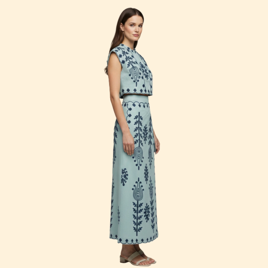 Women's Floral Embroidered Summer Set