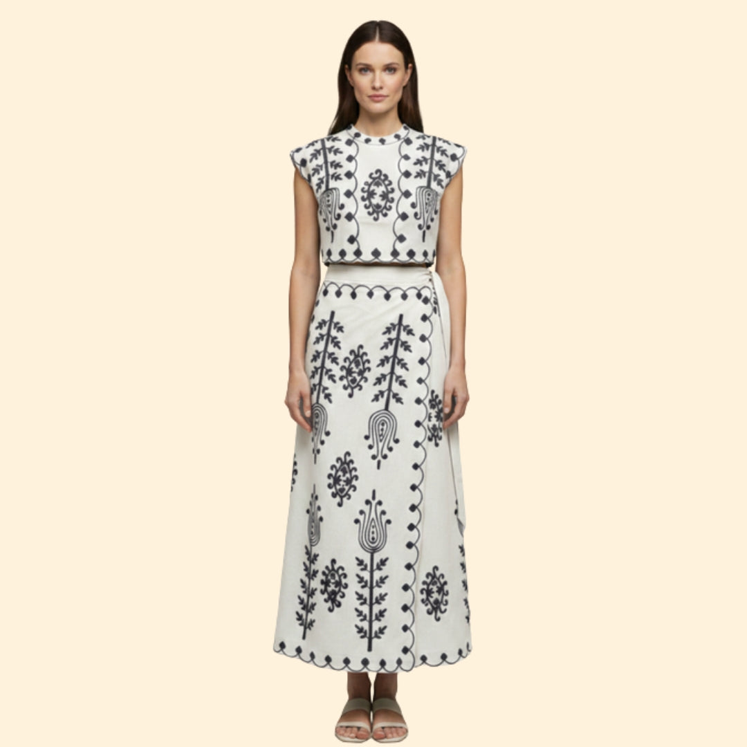 Women's Floral Embroidered Summer Set
