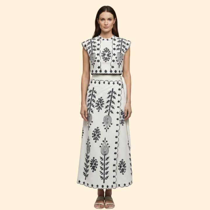 Women's Floral Embroidered Summer Set