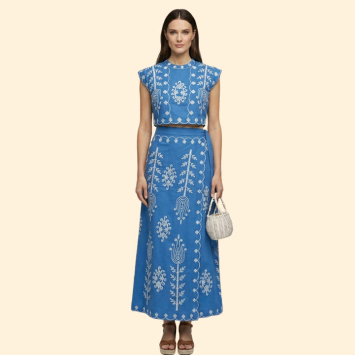 Women's Floral Embroidered Summer Set