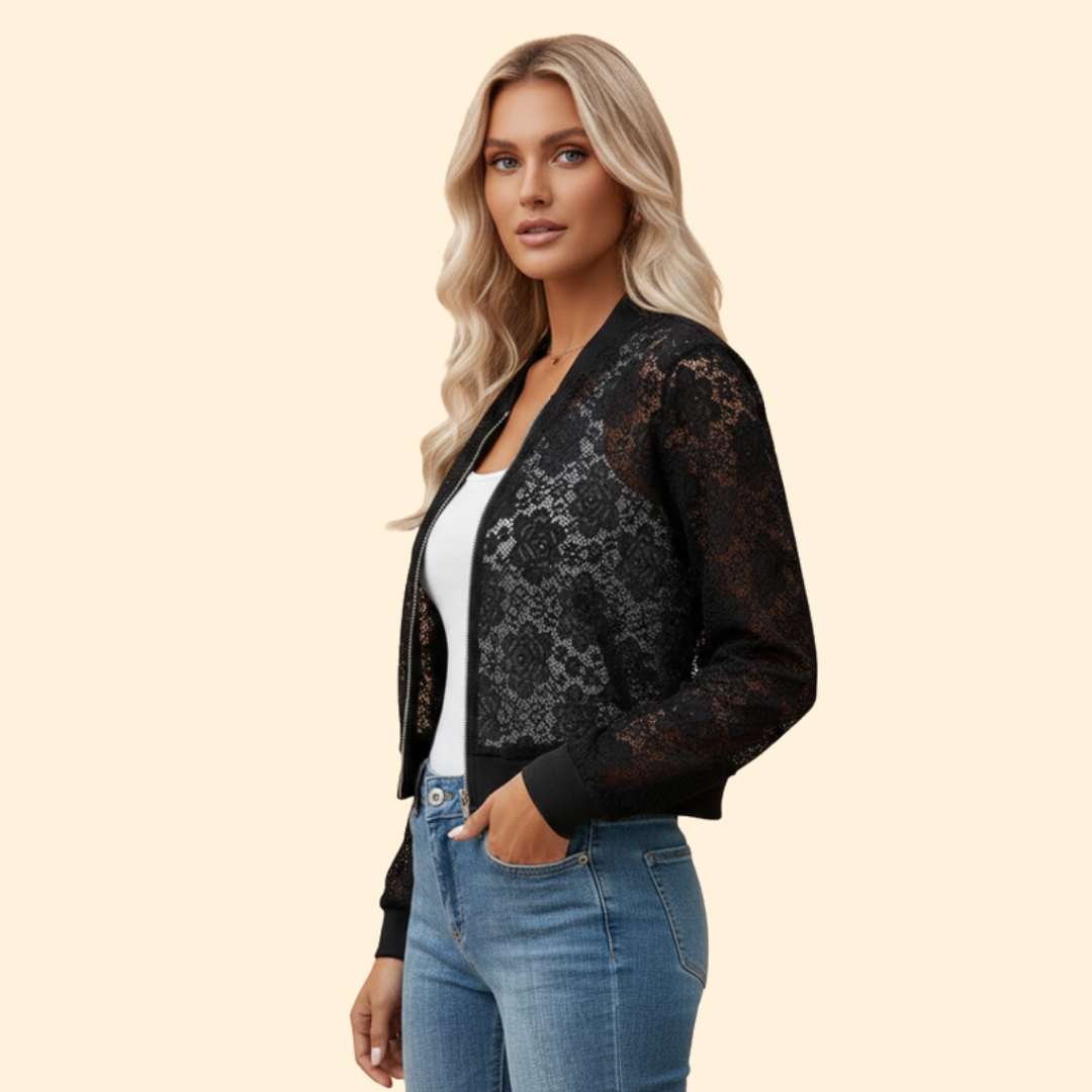 Women’s Floral Lace Bomber Jacket