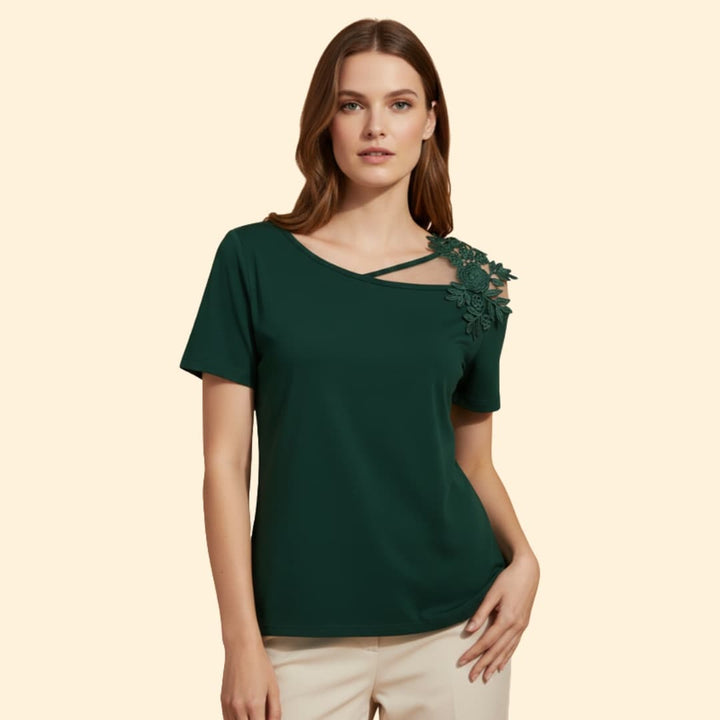 Women's Floral Lace Shoulder T-Shirt