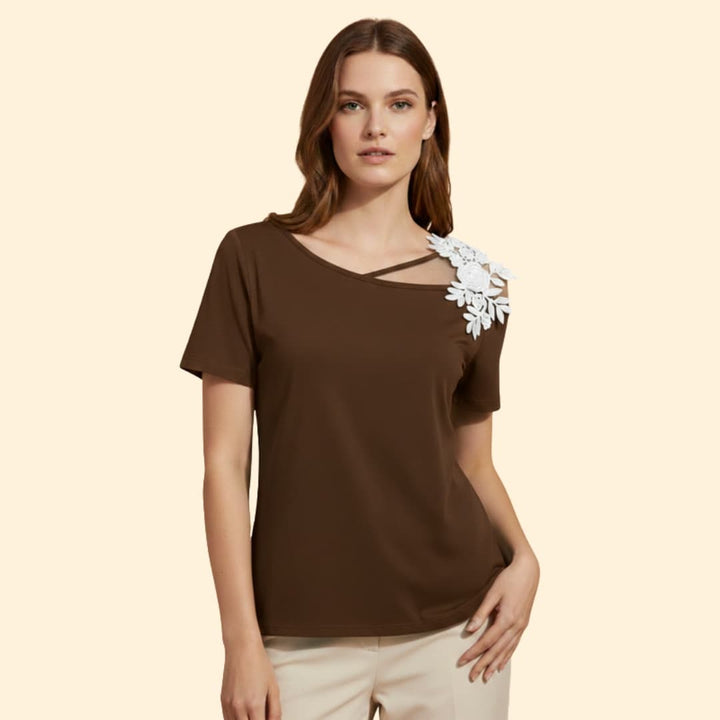 Women's Floral Lace Shoulder T-Shirt