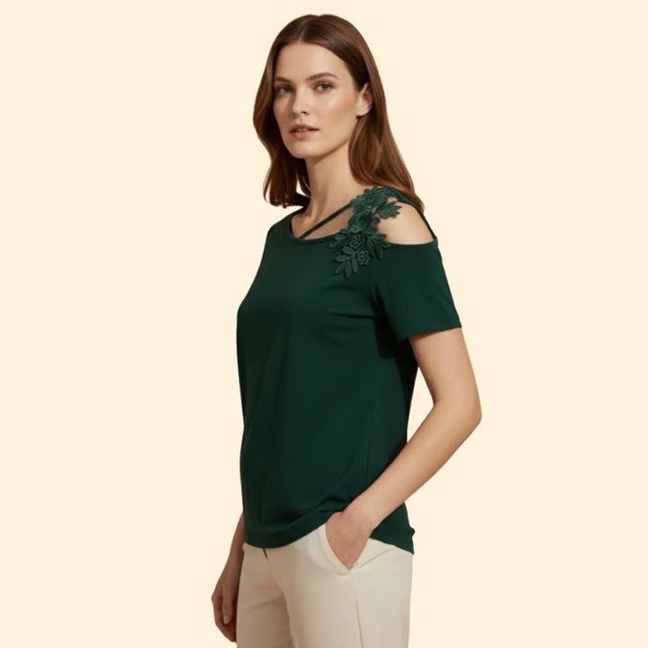 Women's Floral Lace Shoulder T-Shirt