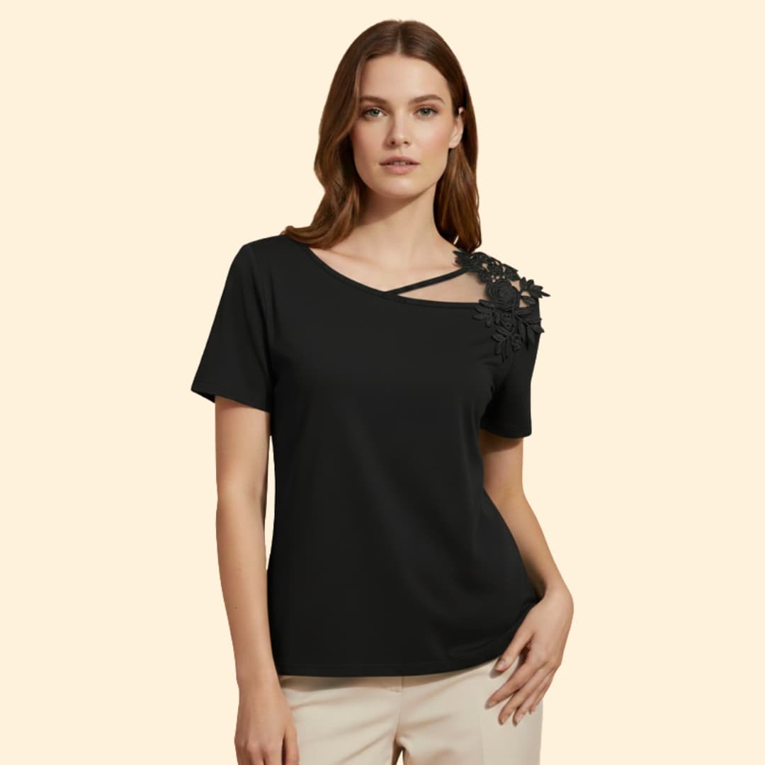 Women's Floral Lace Shoulder T-Shirt