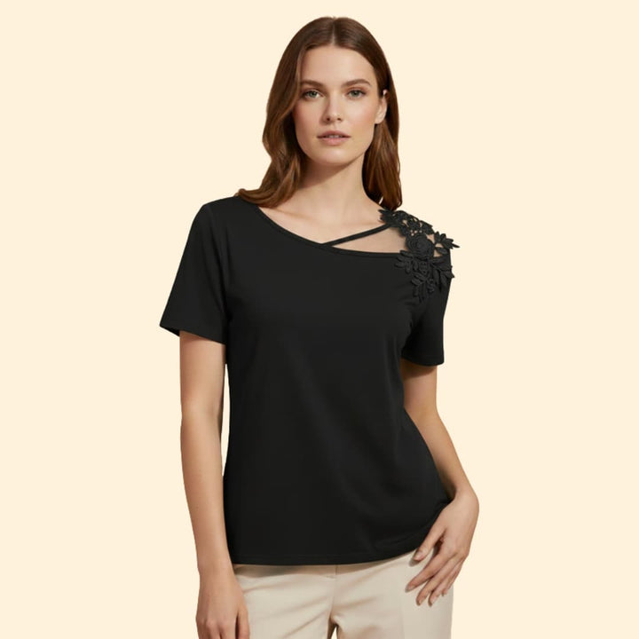 Women's Floral Lace Shoulder T-Shirt
