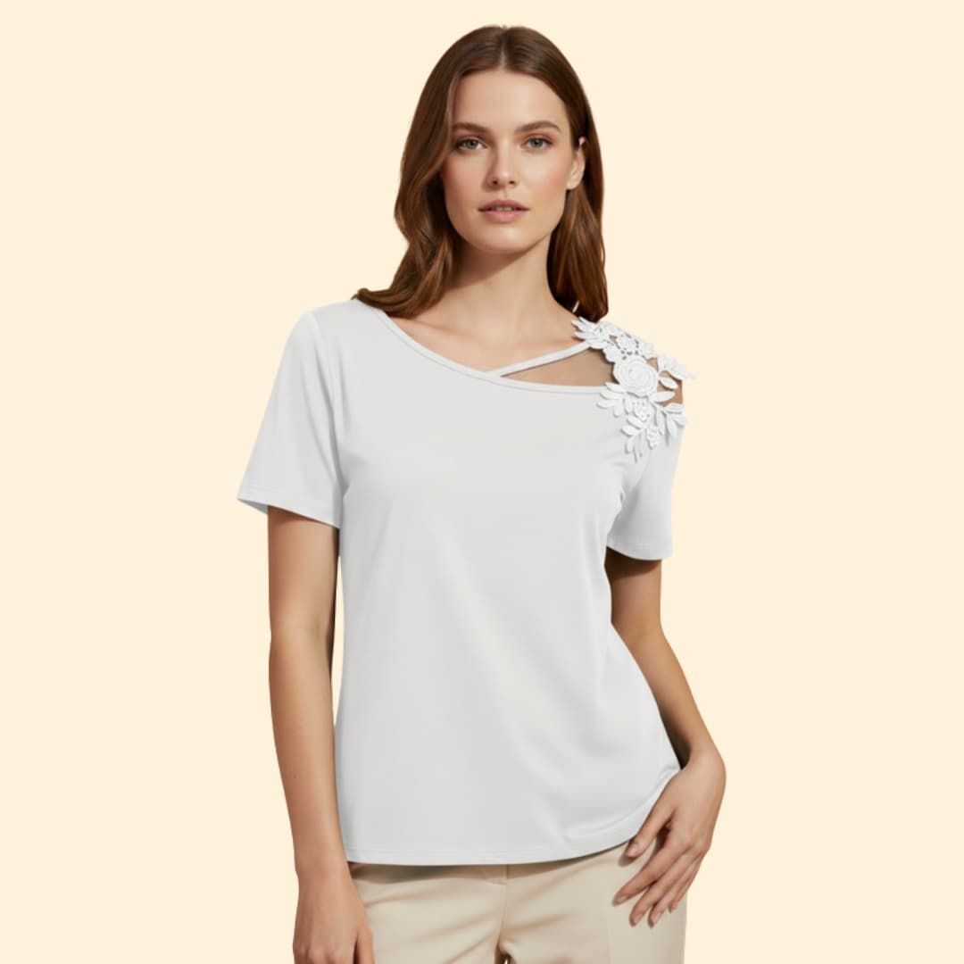 Women's Floral Lace Shoulder T-Shirt