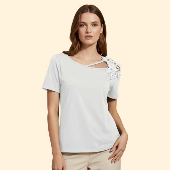 Women's Floral Lace Shoulder T-Shirt