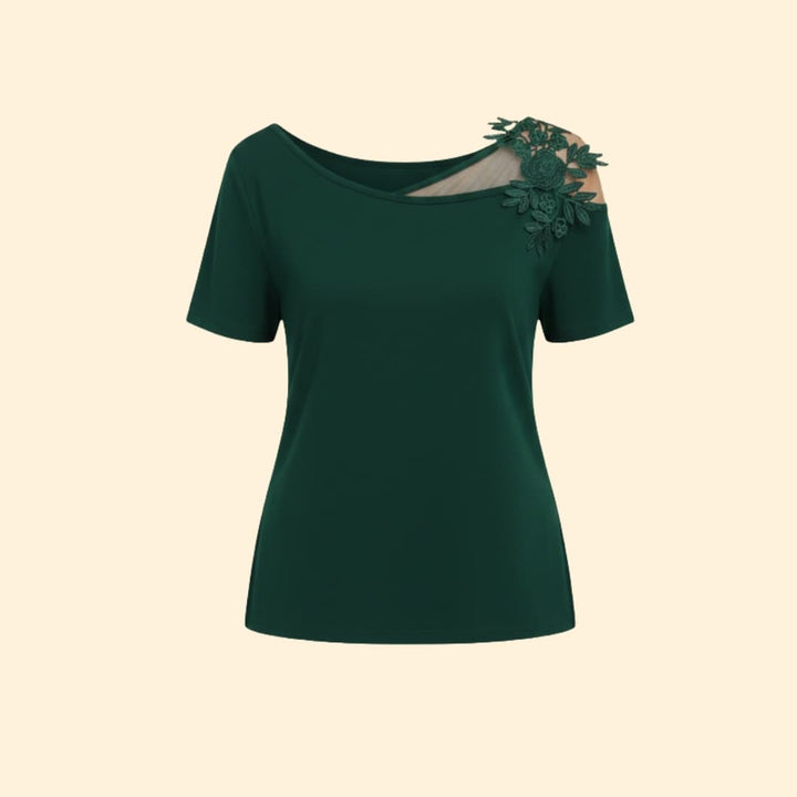 Women's Floral Lace Shoulder T-Shirt