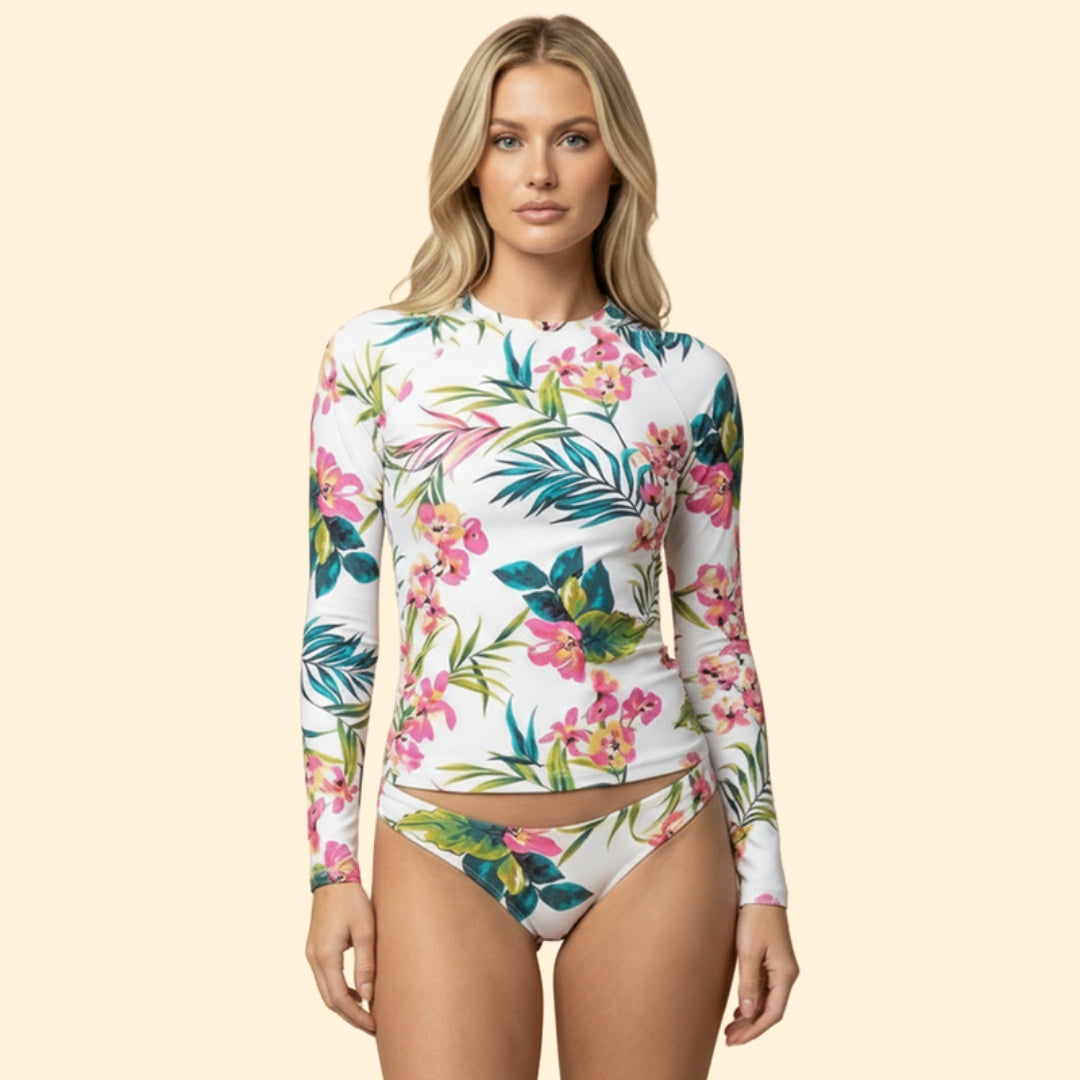 Women's Floral Long-Sleeve Bikini Set