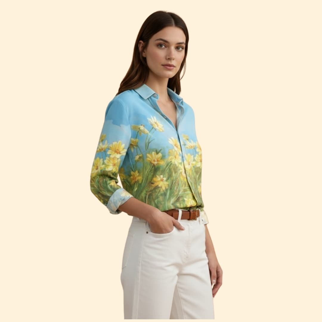 Women's Floral Print Button-Down Shirt
