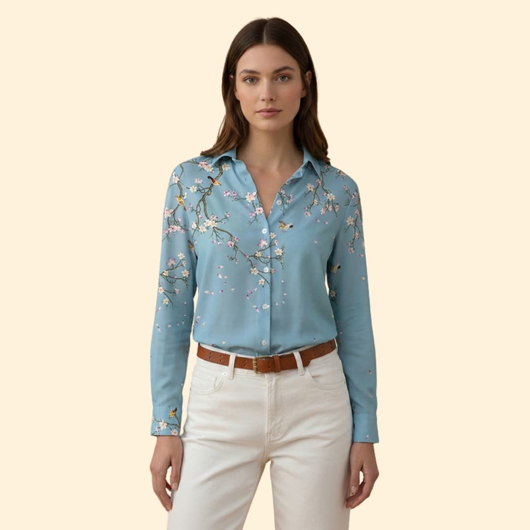 Women's Floral Print Button-Down Shirt
