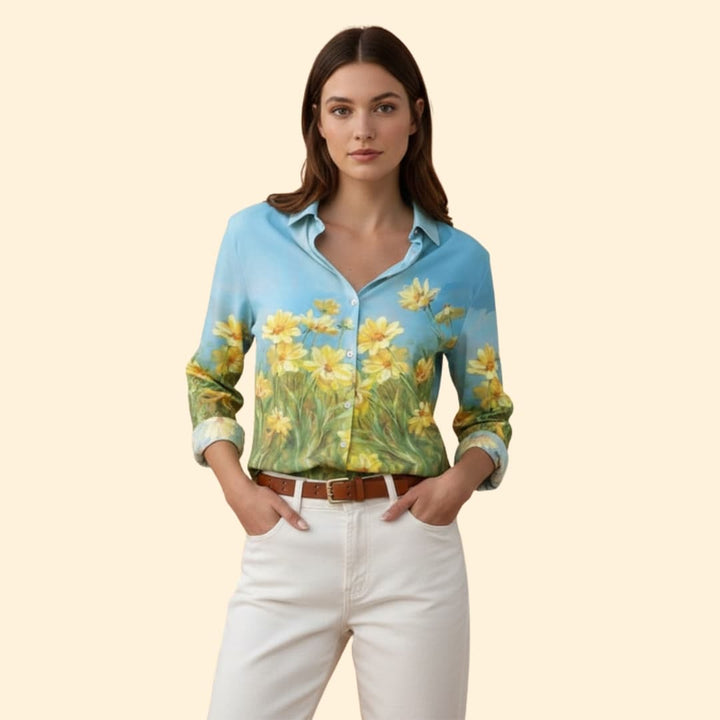 Women's Floral Print Button-Down Shirt