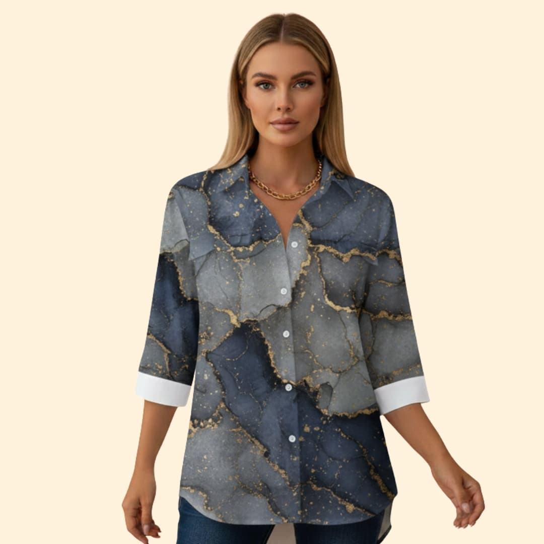Women’s Floral Print Button-Up Shirt
