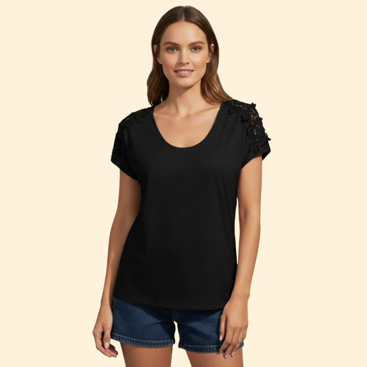 Women's Floral Shoulder T-Shirt