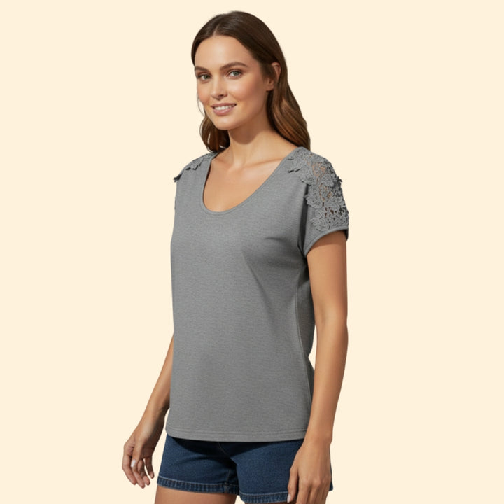 Women's Floral Shoulder T-Shirt