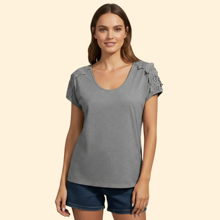Women's Floral Shoulder T-Shirt