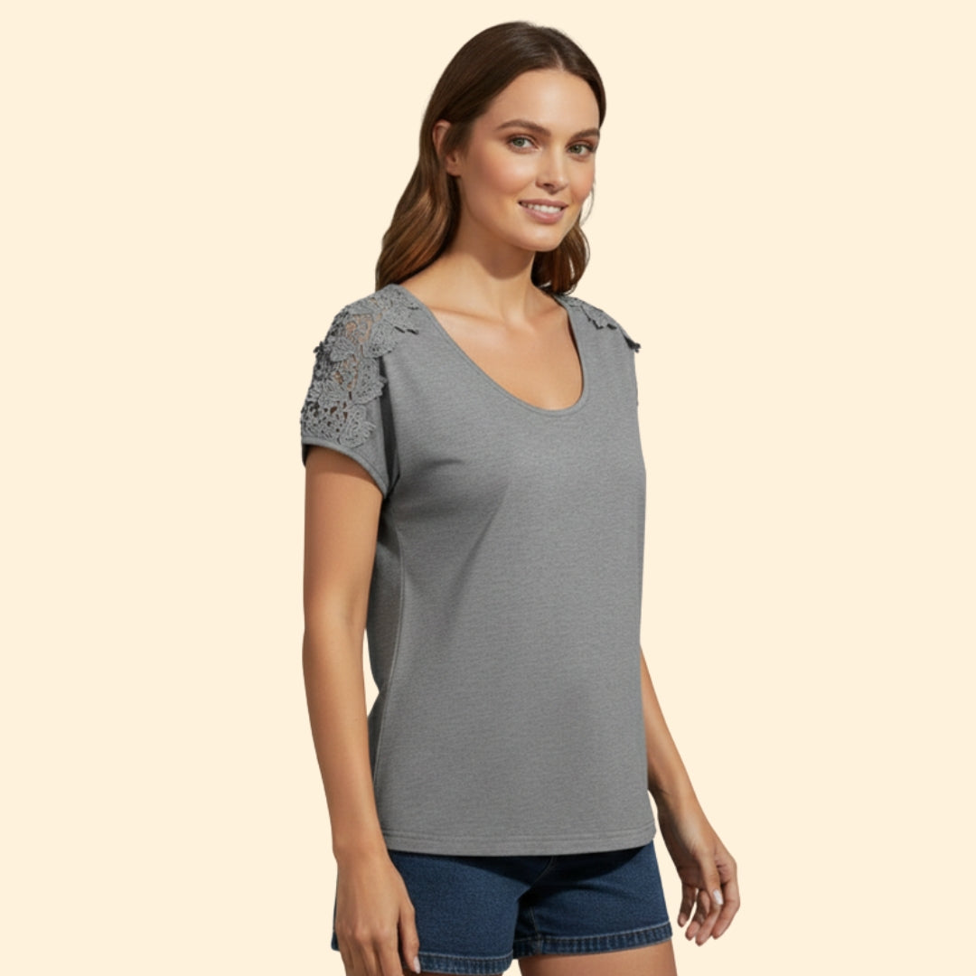 Women's Floral Shoulder T-Shirt