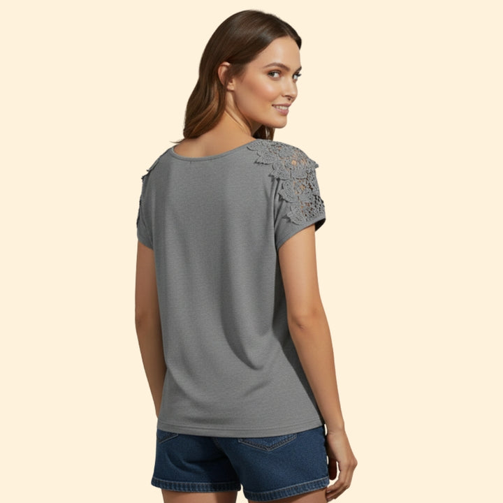 Women's Floral Shoulder T-Shirt