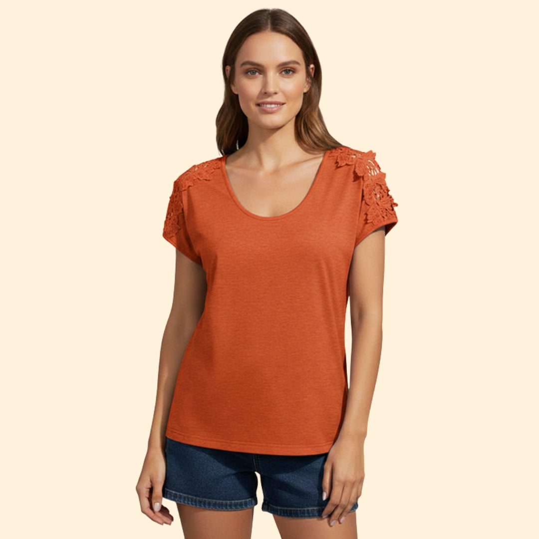 Women's Floral Shoulder T-Shirt