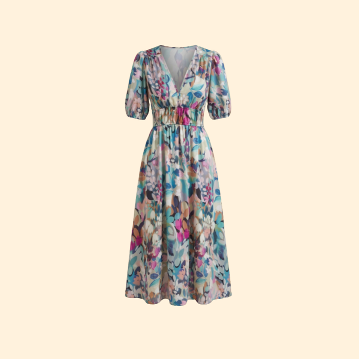 Women's Floral V-Neck Midi Dress