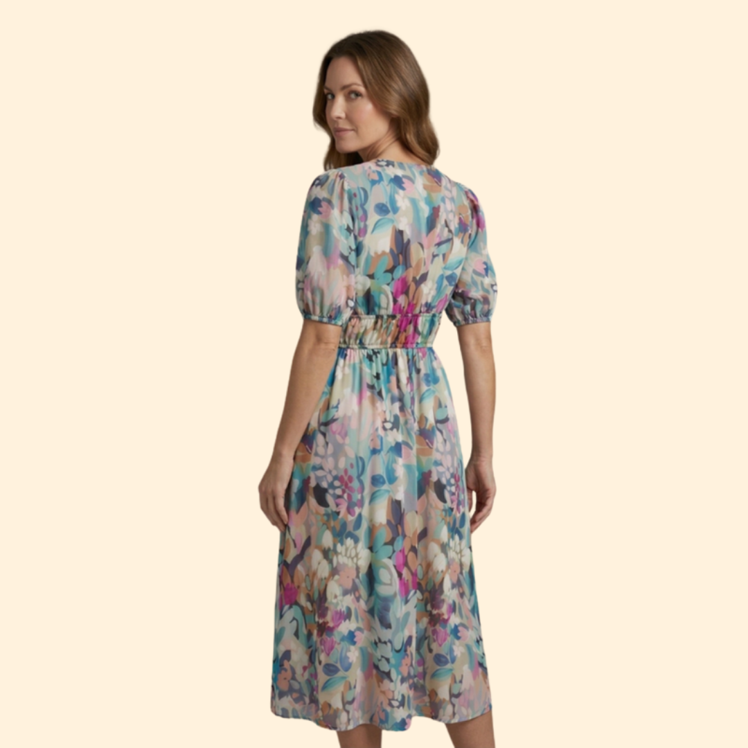 Women's Floral V-Neck Midi Dress