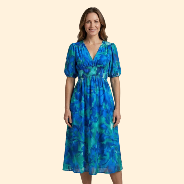 Women's Floral V-Neck Midi Dress