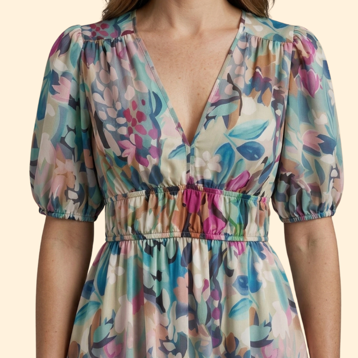 Women's Floral V-Neck Midi Dress