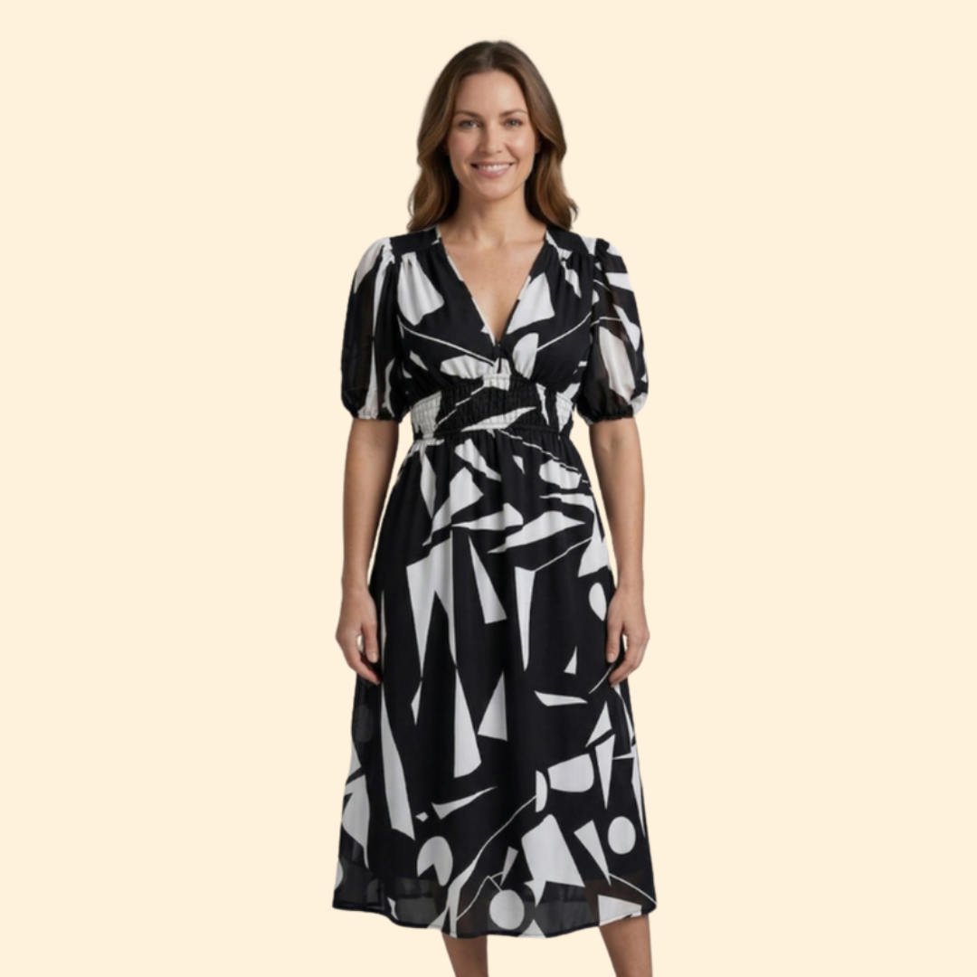 Women's Floral V-Neck Midi Dress