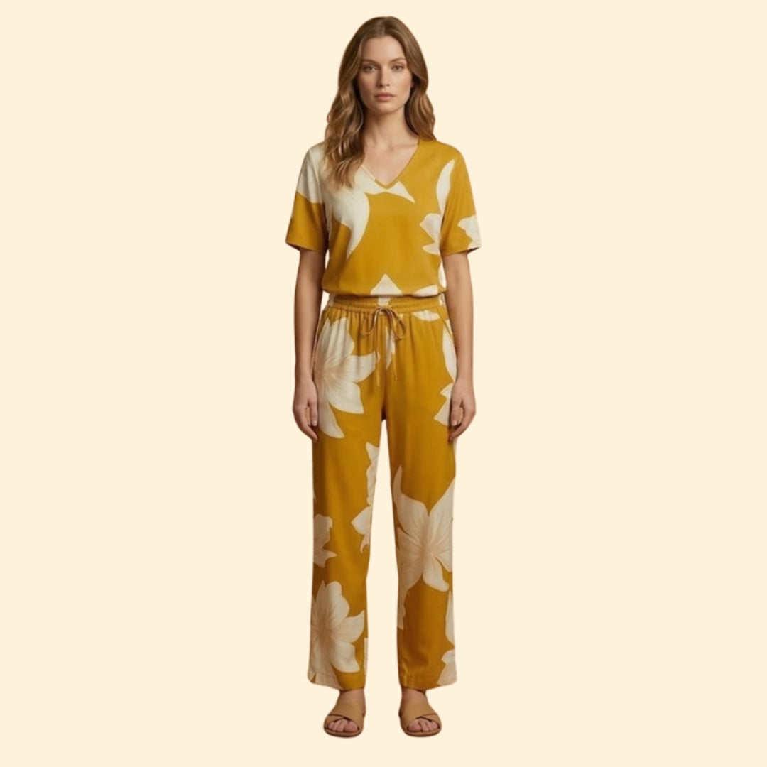 Women's Floral V-neck Set