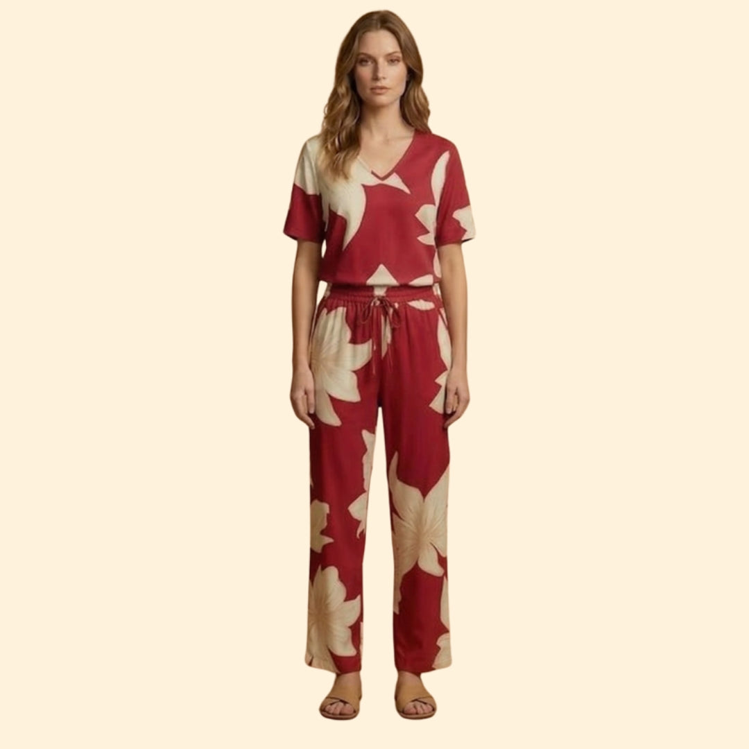 Women's Floral V-neck Set