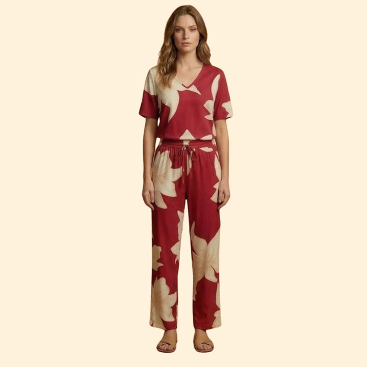 Women's Floral V-neck Set
