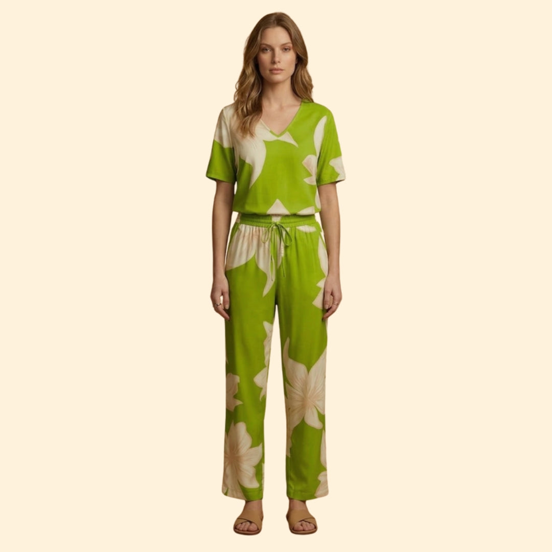 Women's Floral V-neck Set