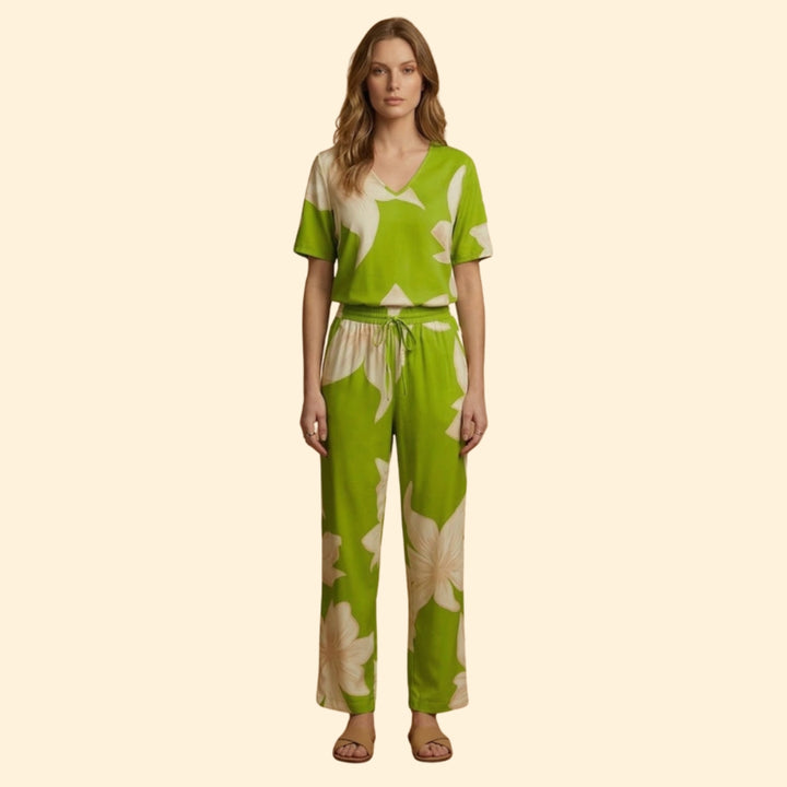 Women's Floral V-neck Set