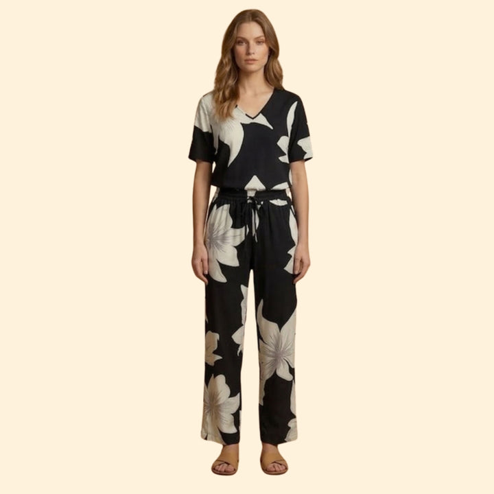 Women's Floral V-neck Set