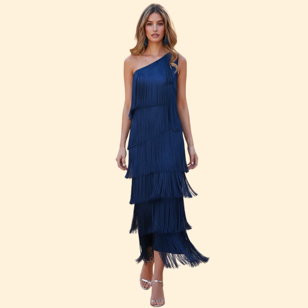 Women's Flowing Fringe Evening Dress